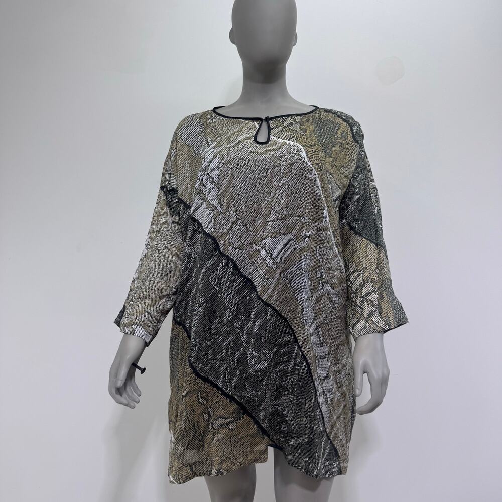 NWT Marina Rinaldi Animal Print Silk Tunic Top US20 Mobwife Old Money Resortwear